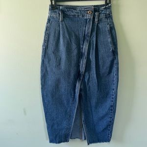 Zara Asymettrical Denim Midi Skirt